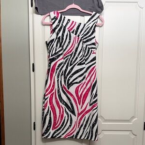 Stylish Pink and Black Patterned Dress